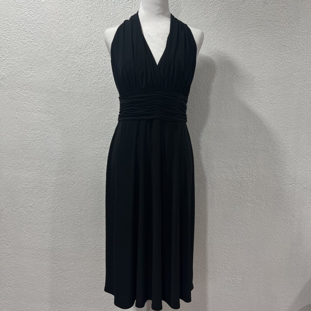Evan Picone Black Y2K‎ Babydoll Flare Halter, Formal Cocktail Dress Size 10